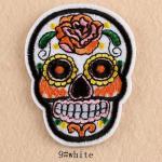 Patch: Fabric Embroidered Day of the Dead Skull white