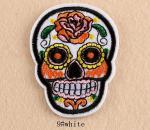Patch: Fabric Embroidered Day of the Dead Skull white