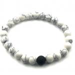 Diffuser Bracelet: Lava and Howlite Stone Beads white