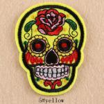 Patch: Fabric Embroidered Day of the Dead Skull yellow