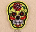 Patch: Fabric Embroidered Day of the Dead Skull yellow