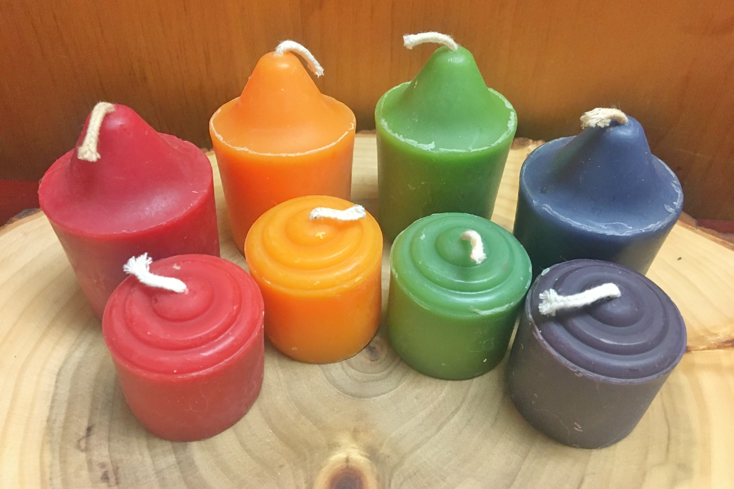 Candle: Beeswax Votive Small & Large in Red, Orange, Natural, Green or ...